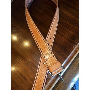 Vintage Lauren Ralph Lauren Brown Floral‎ Tooled Leather Bohemian Belt size M 32